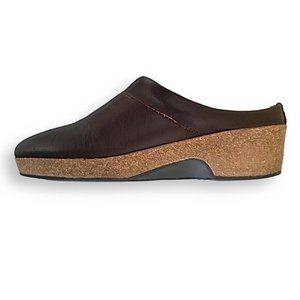 Haflinger Leather Slip On Mule Clog Slippers in Brown, Sz 38 EU / 7 US